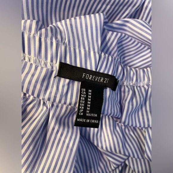 Forever 21 Off The Shoulder Striped Pom Pom Mini Dress/Tunic M - Picture 6 of 7